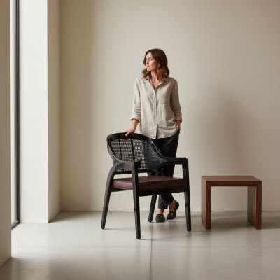 Chaise en bois noire design nouvelle chaise de salle à manger Fauteuil d'ameublement