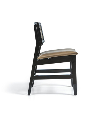 Chaise de salle à manger Chaise en bois noire nouveau siège rembourré de mobilier siège de conception moderne