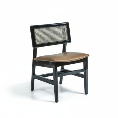 Chaise de salle à manger Chaise en bois noire nouveau siège rembourré de mobilier siège de conception moderne
