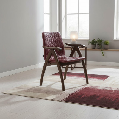 Chaise moderne avec accoudoirs Siège en cuir Conception de chaises en bois Salle à manger