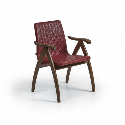 Chaise moderne avec accoudoirs Siège en cuir Conception de chaises en bois Salle à manger