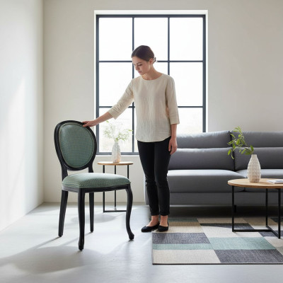 Chaise verte classique de salle à manger Meubles de luxe en bois nouvelle Chaise