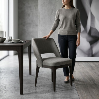 Chaise grise de luxe Mobilier design Salle à manger Siège rembourré Meubles modernes
