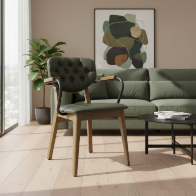 Chaise de salle à manger Chaise avec accoudoirs Revêtement capitonné Ameublement Mobilier de luxe