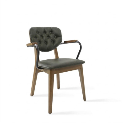 Chaise de salle à manger Chaise avec accoudoirs Revêtement capitonné Ameublement Mobilier de luxe