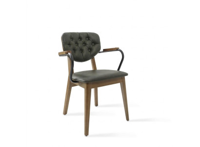 Chaise de salle à manger Chaise avec accoudoirs Revêtement capitonné Ameublement Mobilier de luxe