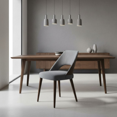 Chaise de salle à manger en tissu gris Rembourrage neuf Chaise de siège de luxe Mobilier Design