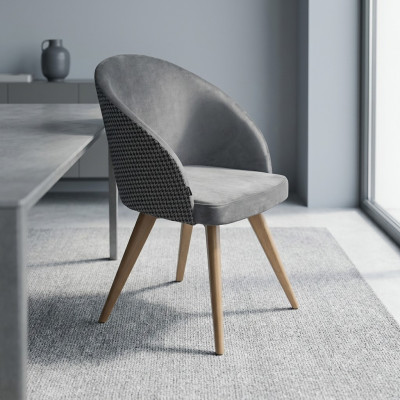 Chaise de salle à manger de luxe design avec accoudoirs Gris Siège rembourré moderne