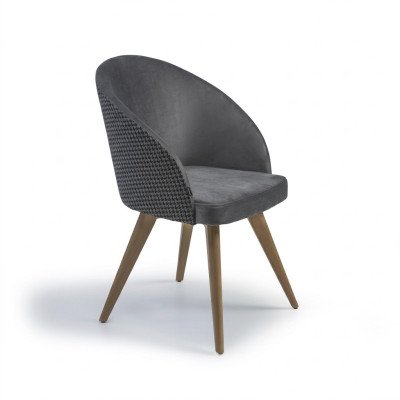 Chaise de salle à manger de luxe design avec accoudoirs Gris Siège rembourré moderne