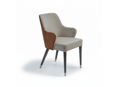 Chaise de luxe avec accoudoirs Siège rembourré gris Mobilier de salle à manger moderne Designer