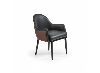 Chaise noire avec accoudoirs. Salle à manger moderne. Ameublement de luxe. Siège rembourré.