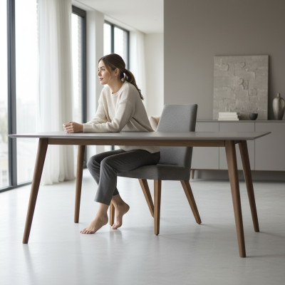 Chaise grise Mobilier de luxe Salle à manger moderne Design de chaise en bois nouvelle