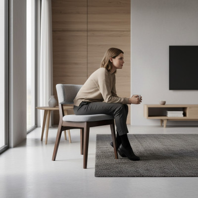Chaise en bois moderne Chaise grise Salle à manger Conception de meubles design nouveau Mobilier de designer