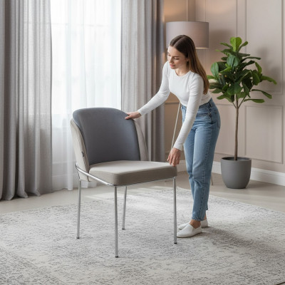 Chaise design Gris de luxe Nouvelles chaises Mobilier Salle à manger Ameublement