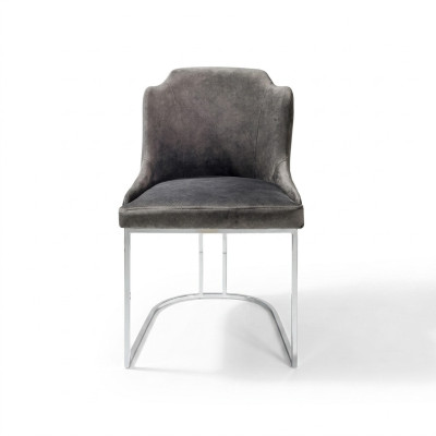 Chaise moderne grise de luxe, mobilier de designer, chaise de salle à manger, ameublement, chaise rembourrée.