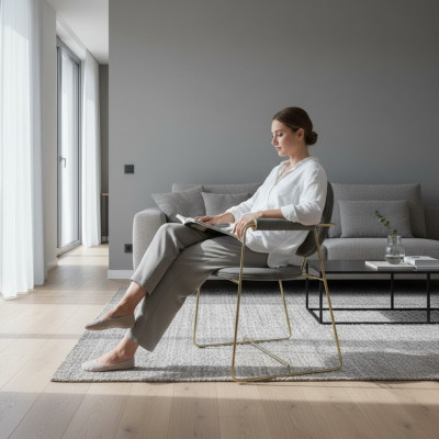 Chaise de salle à manger Chaise designer avec accoudoirs Mobilier moderne Chaise rembourrée