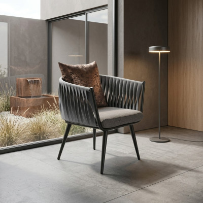 Fauteuil gris neuf Meubles de salle à manger Chaise design avec accoudoirs