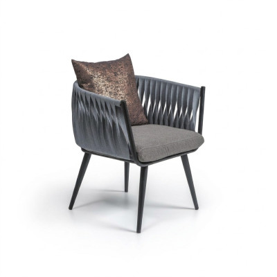 Fauteuil gris neuf Meubles de salle à manger Chaise design avec accoudoirs