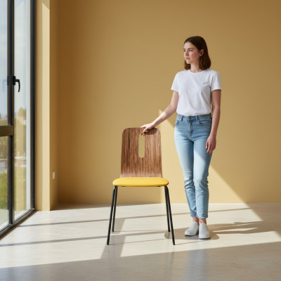 Chaise jaune design moderne Mobilier Ameublement Luxe Chaises de salle à manger neuves.