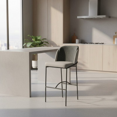 Salle à manger Tabouret de bar Conception Chaises de bar Chaise rembourrée Gris moderne