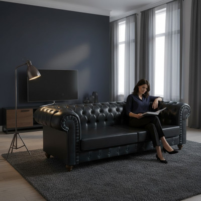 Canapé Chesterfield moderne moderne Trois places Canapé de luxe Canapés rembourrés de designer