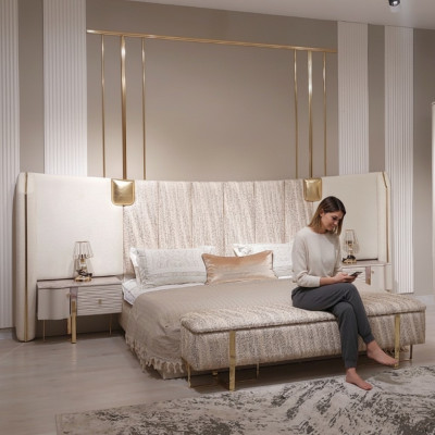 Lit 2x Tables de chevet Chambre Mobilier de luxe complet Mobilier neuf