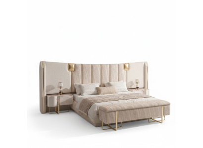 Lit 2x Tables de chevet Chambre Mobilier de luxe complet Mobilier neuf
