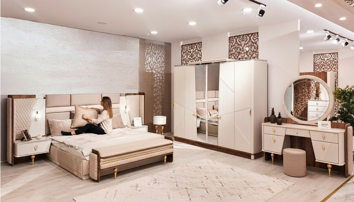 Coiffeuse de luxe avec miroir mobilier de chambre design moderne