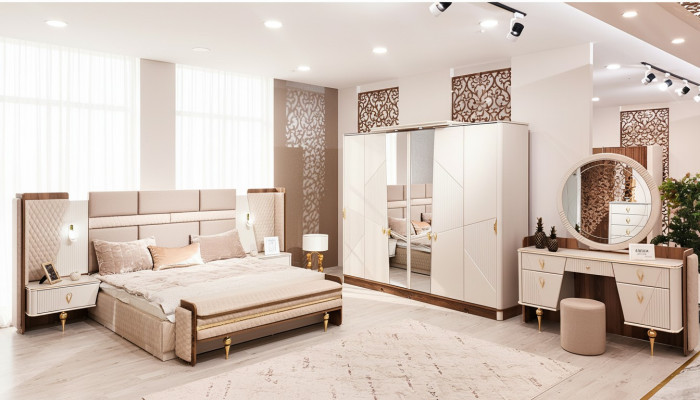 Coiffeuse de luxe avec miroir mobilier de chambre design moderne