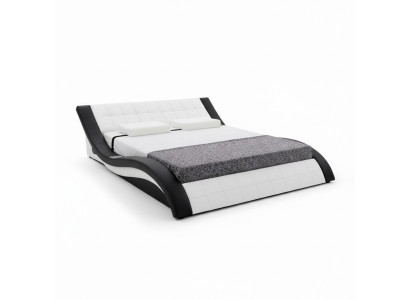 Lit design Lit grand Lits Cuir Hôtel Rembourrage 180x200 Étagère multifonction