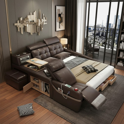 Multifunktionales Design-Bett Großes Imitatleder Hotel-Polsterung 180x200 Betten neu