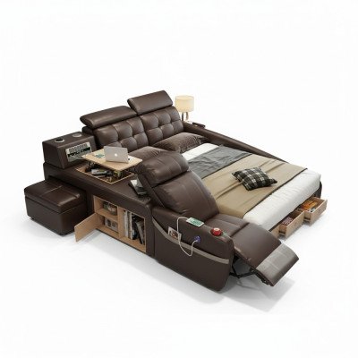Multifunktionales Design-Bett Großes Imitatleder Hotel-Polsterung 180x200 Betten neu
