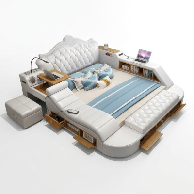 Lit multifonction Chesterfield double lit de luxe design 180x200 USB