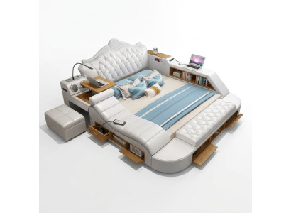 Lit multifonction Chesterfield double lit de luxe design 180x200 USB