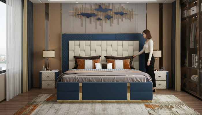 Design lit sommier à ressorts Lit moderne Lit Lit double Hôtel Luxueux 180x200 neuf