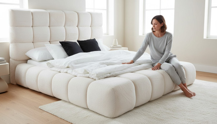 Lit Lits doubles Lit moderne Cadre de lit Design de luxe Cadre de lit Bois neuf