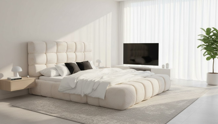 Lit Lits doubles Lit moderne Cadre de lit Design de luxe Cadre de lit Bois neuf