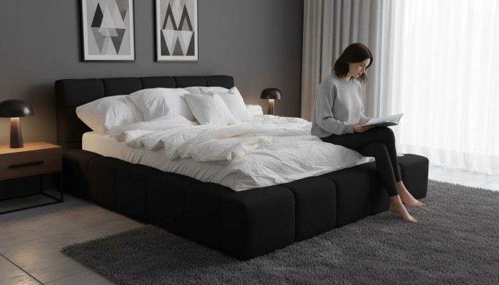 Lit classique design rembourré de luxe Lits doubles d'hôtel Chambre de sommeil Textile neuf
