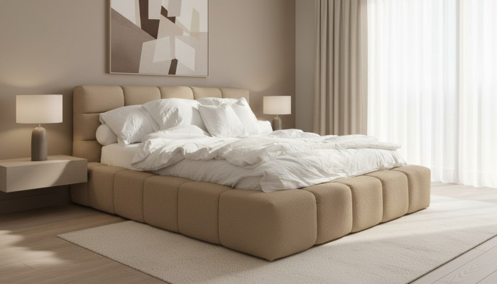 Conception de chambre Lits doubles en velours de luxe en textile de velours 180x200 cm Lit double