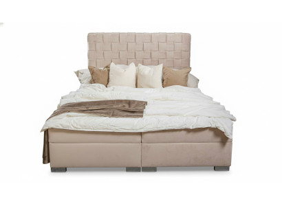 Lit rembourré Lits beige Revêtement Designer Design de luxe 180x200 Lit double