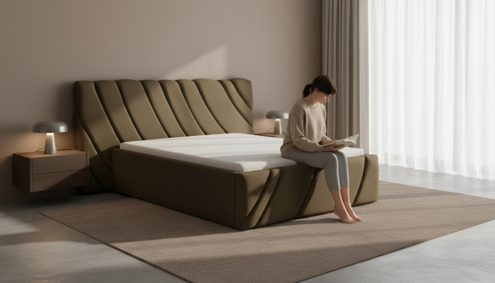 Conception de lit de chambre de luxe Mobilier de lit d'hôtel double Rembourrage Ameublement