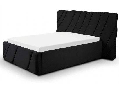 Chambre de luxe Lit Lit double Noir Bois Rembourrage Lits Cadre de lit