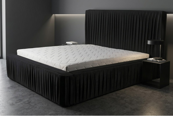 Conception de lit Lits d'hôtel doubles de luxe Chambre de sommeil de luxe Noir Moderne