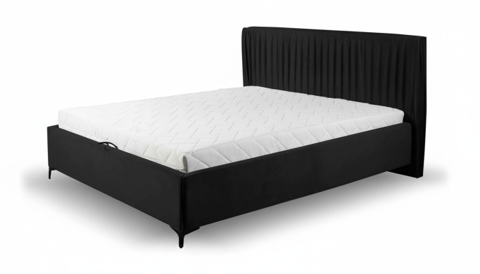 Lit d'hôtel Luxe Design Lits Rembourrage Bois Textile Chambre 180x200 neuf
