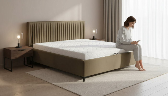 Conception de lit moderne Lits en bois Chambre à coucher Cadre de lit textile