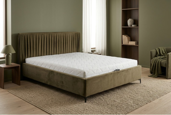 Conception de lit moderne Lits en bois Chambre à coucher Cadre de lit textile