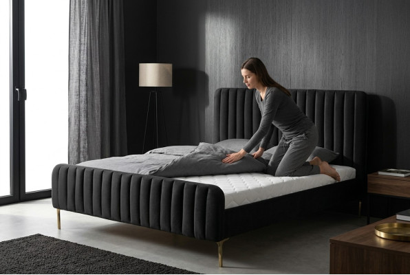 Lit Rembourrage Design Luxe Lits Doubles de Hôtel Chambre de Sommeil 180x200cm nouveau