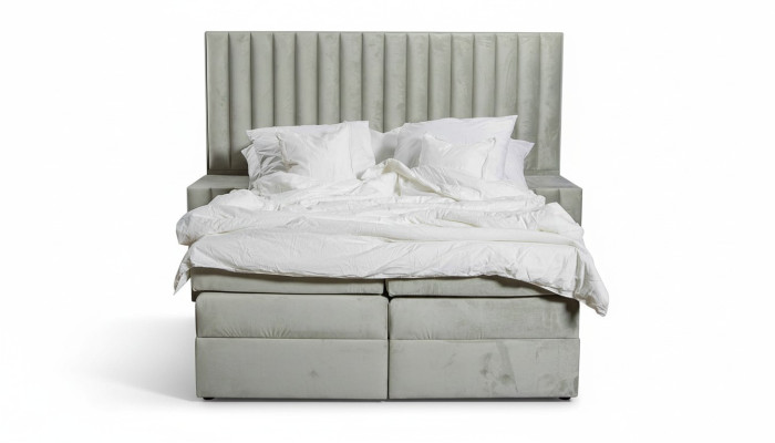Chambre à coucher Ensemble Lit Table de chevet 3 pièces Design Moderne Lits de luxe Gris