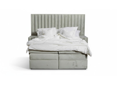 Chambre à coucher Ensemble Lit Table de chevet 3 pièces Design Moderne Lits de luxe Gris