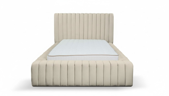 Chambre de luxe Lit Lit double Bois Rembourrage Lits sommier beige